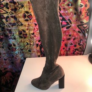Thigh high suede boots